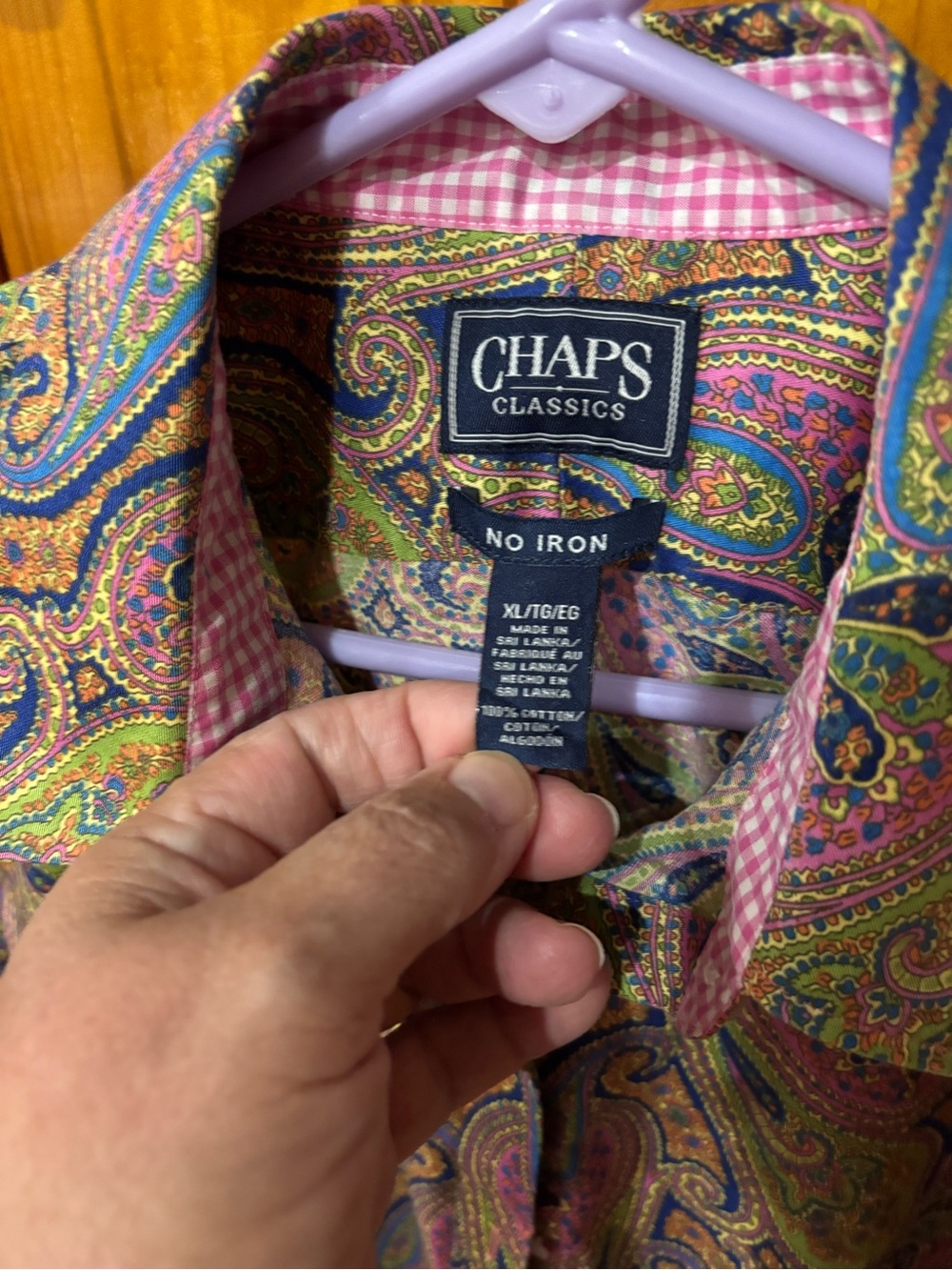 CHAPS Classics No Iron Paisley Button Up Long Sleeve Shirt Bold Women's XL
